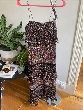 Whistles Black Floral Maxi Dress with Multicolor Print